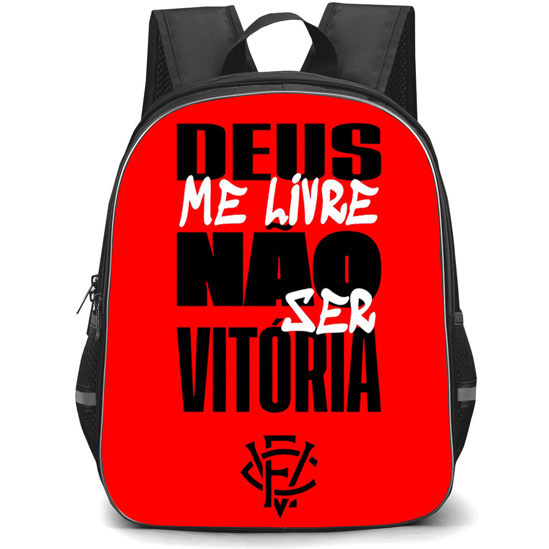 Esporte Clube Vitoria Backpack School Bag StudentPack - Esporte Clube Vitoria Text "Deus Me Wire Nao Ser Victoria" with Red Background