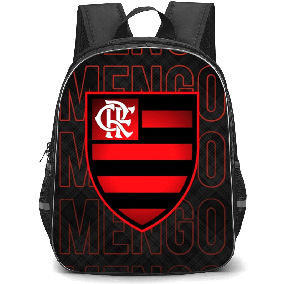 Clube de Regatas do Flamengo Backpack School Bag StudentPack - Clube de Regatas do Flamengo Logo with Red Text Pattern