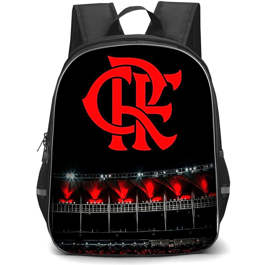 Clube de Regatas do Flamengo Backpack School Bag StudentPack - Clube de Regatas do Flamengo Stadium with Logo Red Glow Effect