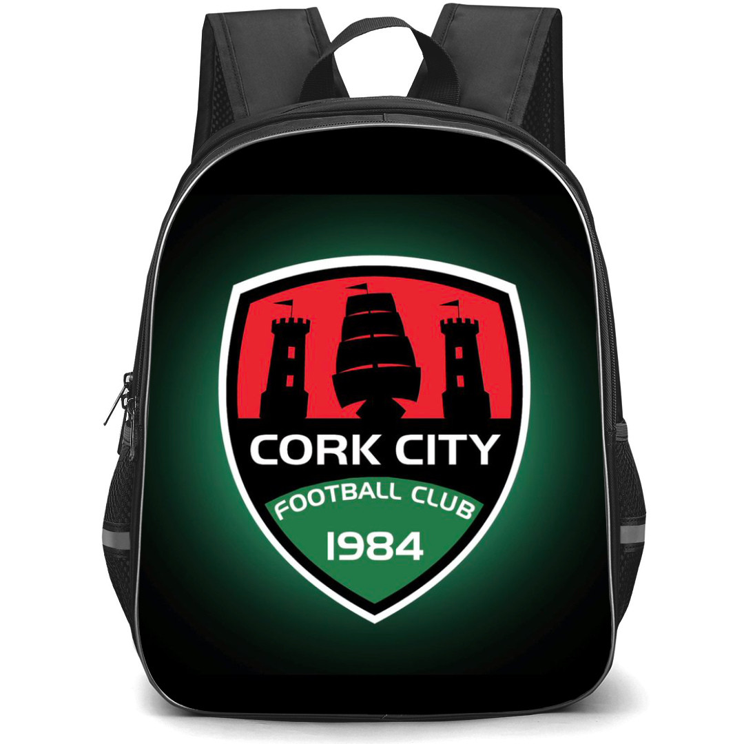 Cork City FC Backpack School Bag StudentPack - Logo In Dark Green Gradient Background