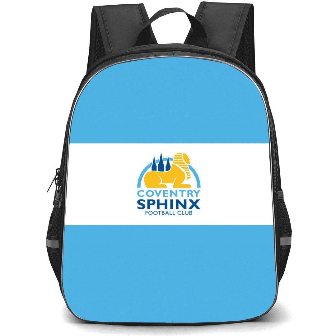 Coventry Sphinx Football Club Backpack School Bag StudentPack - Coventry Sphinx Football Club Logo with Horizontal Stripe Blue and White Effect