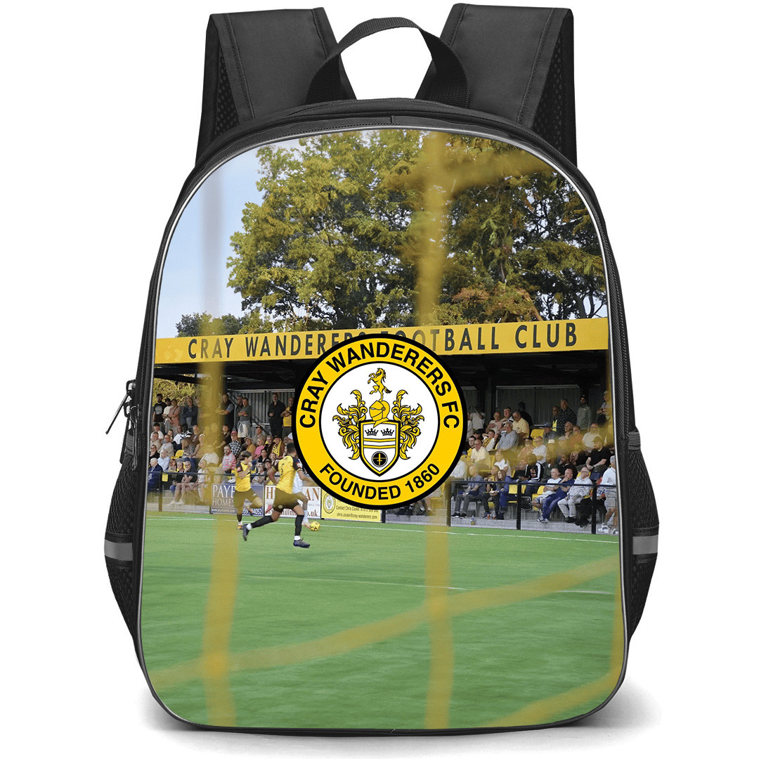Cray Wanderers Football Club Backpack School Bag StudentPack - Cray Wanderers Football Club Stadium with Logo Football Play Moment