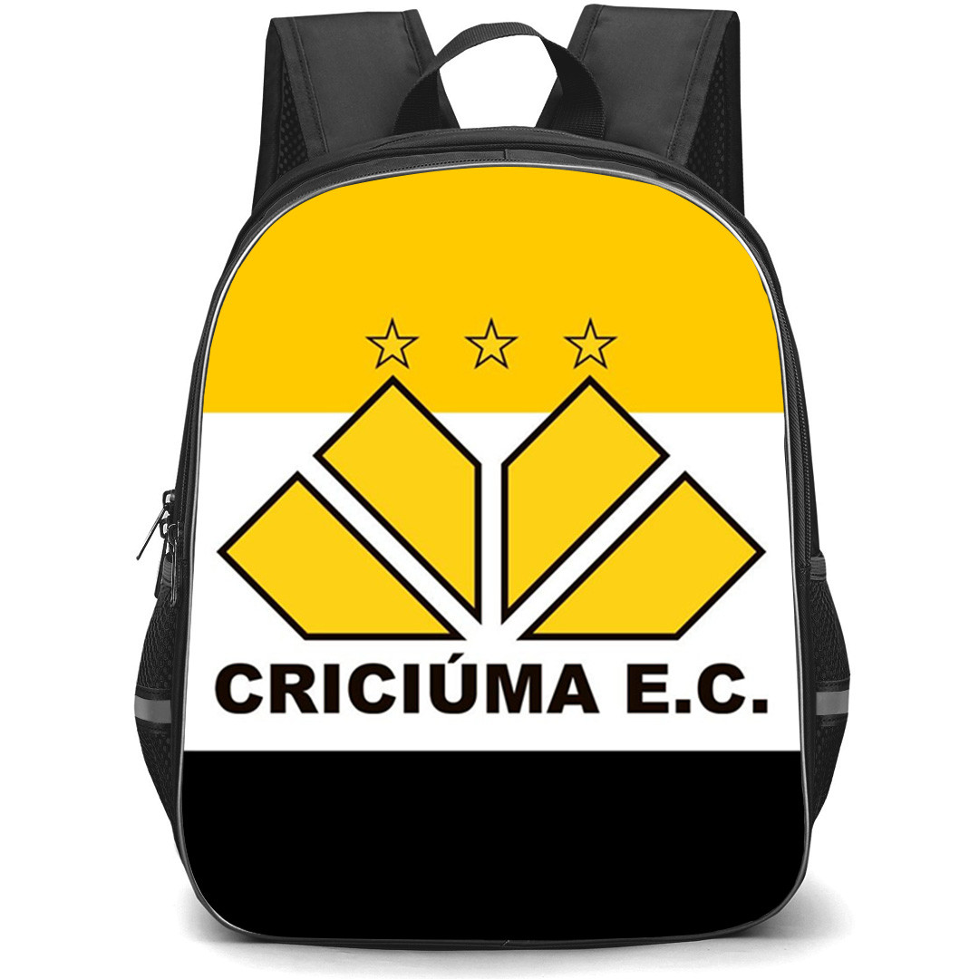 Criciuma Esporte Clube Backpack School Bag StudentPack - Criciuma Esporte Clube Logo with Diagonal Yellow Stripe Effect