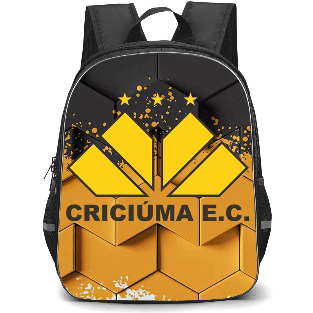 Criciuma Esporte Clube Backpack School Bag StudentPack - Criciuma Esporte Clube with Logo Hexagon Stripe Paint Effect