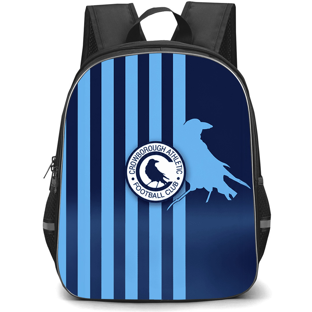 Crowborough Athletic Football Club Backpack School Bag StudentPack - Crowborough Athletic Football Club Logo with Vertical Blue Stripe Effect