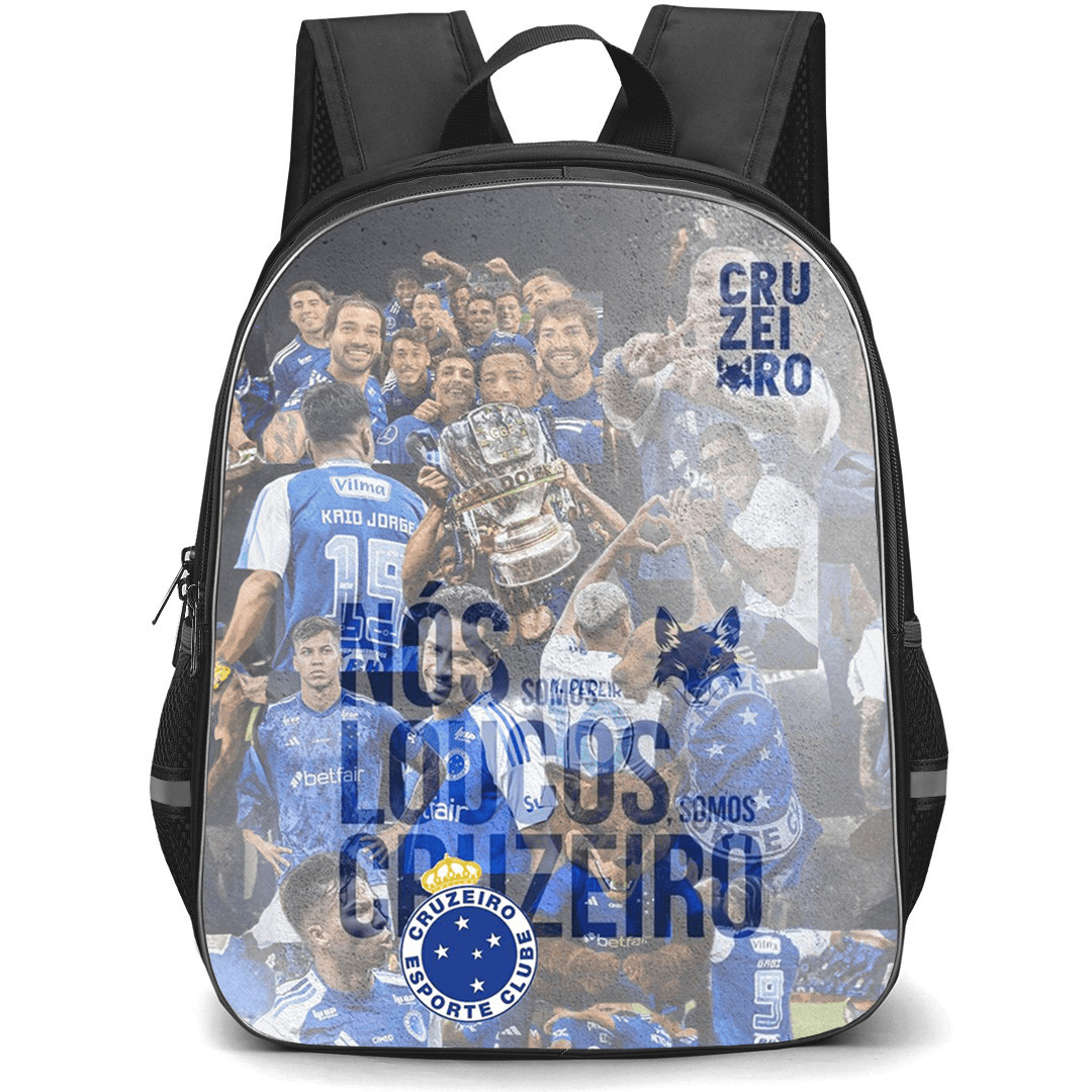 Cruzeiro Esporte Clube Backpack School Bag StudentPack - Cruzeiro Esporte Clube Logo with Champions Collage Smoke Effect
