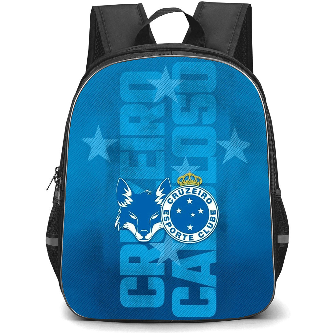 Cruzeiro Esporte Clube Backpack School Bag StudentPack - Cruzeiro Esporte Clube Logo with Blue Text and Start Pattern