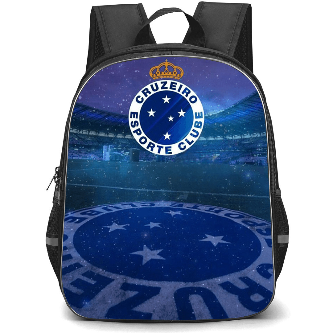 Cruzeiro Esporte Clube Backpack School Bag StudentPack - Cruzeiro Esporte Clube Stadium with Logo Night Sky Glow Blue Effect