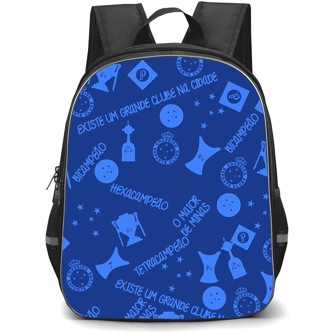 Cruzeiro Esporte Clube Backpack School Bag StudentPack - Cruzeiro Esporte Clube Logo with Trophy Icon Pattern