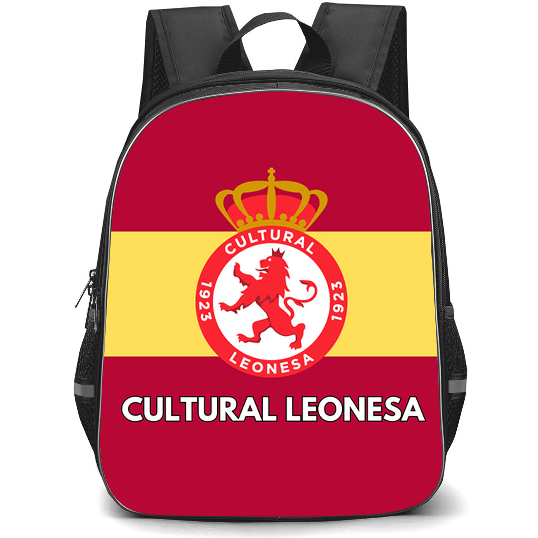 Cultural Leonesa Backpack School Bag StudentPack - Cultural Leonesa Logo On Yellow Red Background Football Club
