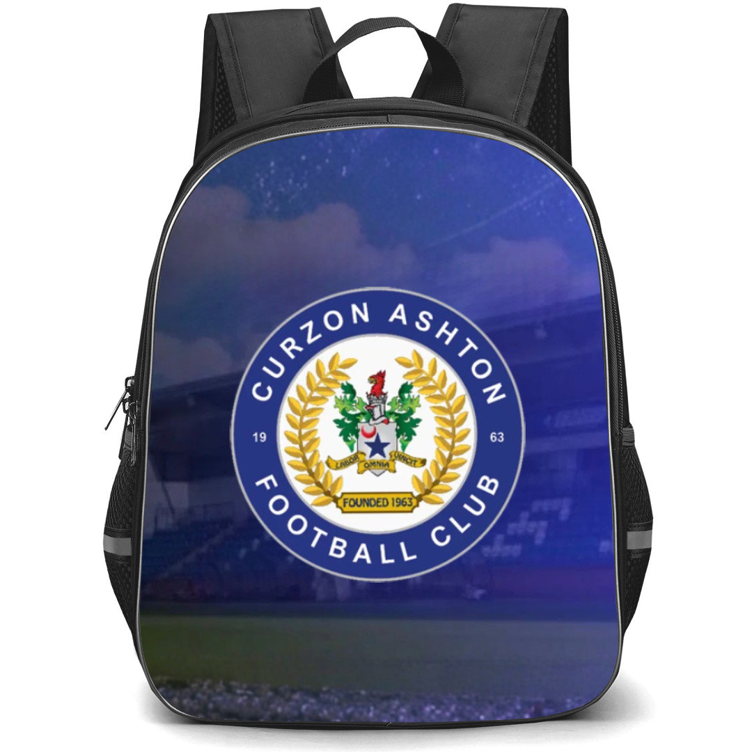 National League North Curzon Ashton Backpack School Bag StudentPack - Large Logo In Field Background