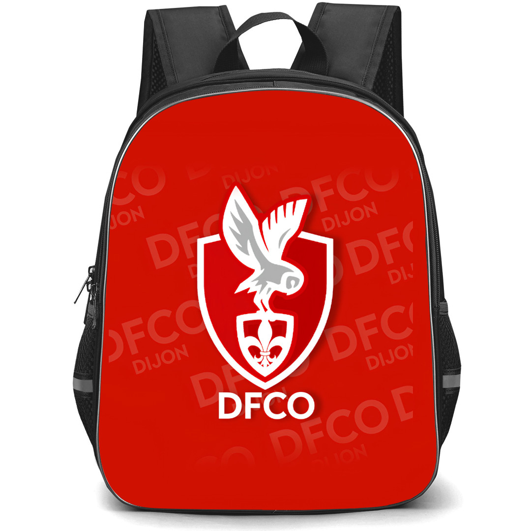 Dijon Football Cote d'Or Backpack School Bag StudentPack - Logo Wordmark Pattern Red Background Football Club