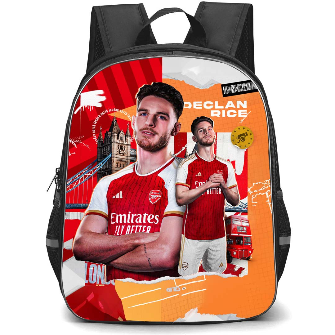 Declan Rice Backpack StudentPack - Declan Rice Arsenal F.C. Portrait On North London Poster Art