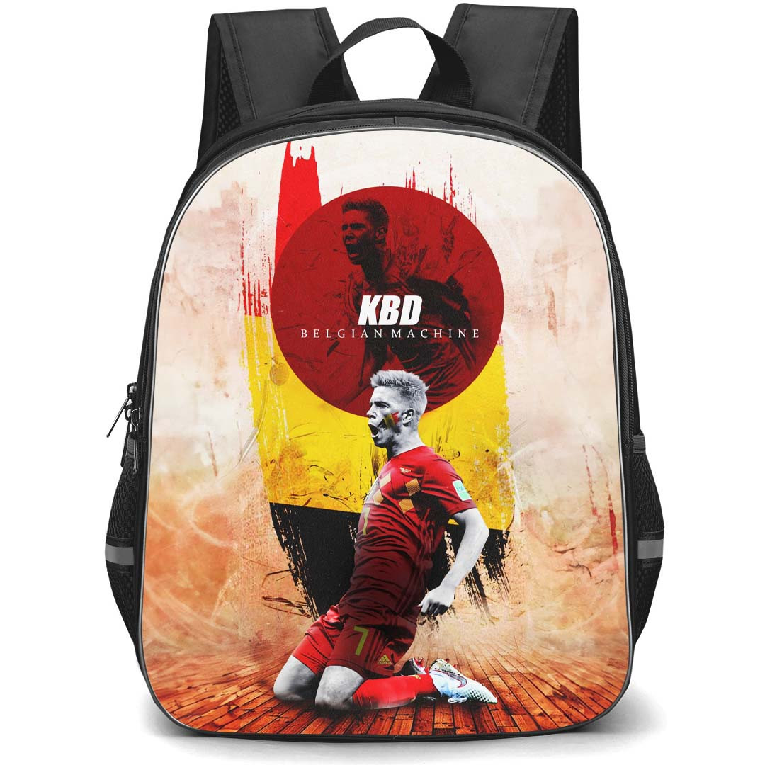 Kevin De Bruyne Backpack StudentPack - Kevin De Bruyne Belgium National Football Celebration On Belgian Flag