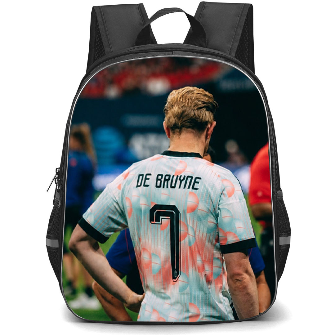 Kevin De Bruyne Backpack School Bag StudentPack - Kevin De Bruyne Jersey Number 7 Belgium National Team Standing Back Poster