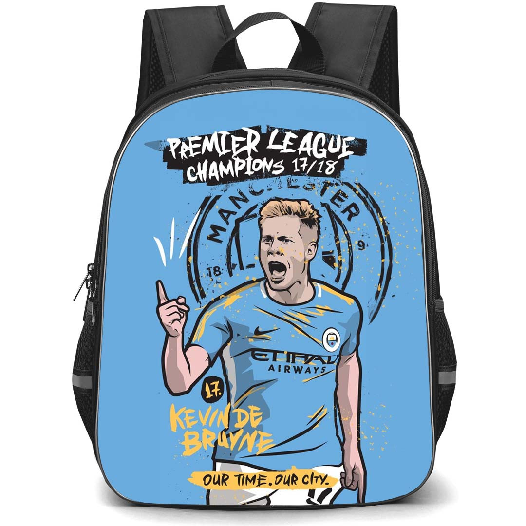 Kevin De Bruyne Backpack StudentPack - Kevin De Bruyne Manchester City F.C. Premier League Champion 2017-18 Illustration