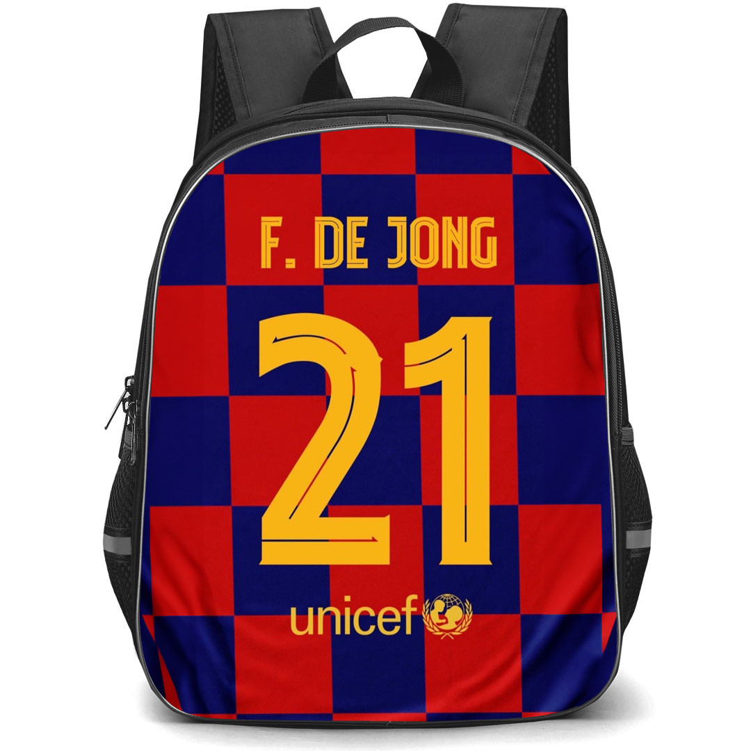 Frenkie De Jong Backpack StudentPack - Frenkie De Jong FC Barcelona No. 21 Jersey Red Blue Block