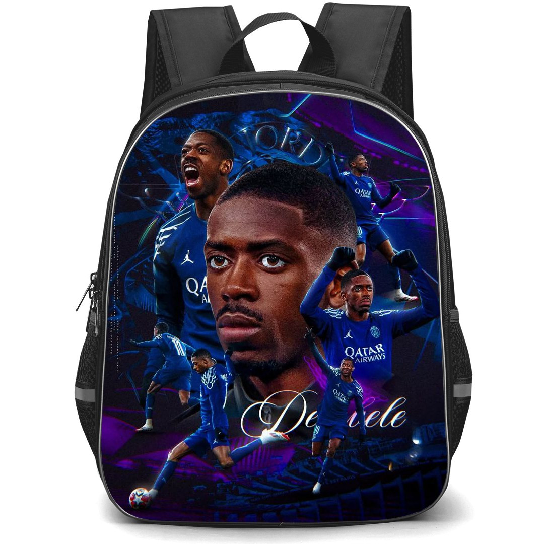 Ousmane Dembele Backpack StudentPack - Ousmane Dembele Collage Blue Background