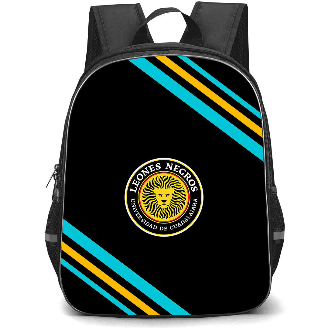 Club Deportivo Leones Negros de la Universidad de Guadalajara Backpack School Bag StudentPack - Club Deportivo Leones Negros de la Universidad de Guadalajara Large Logo With Stripe