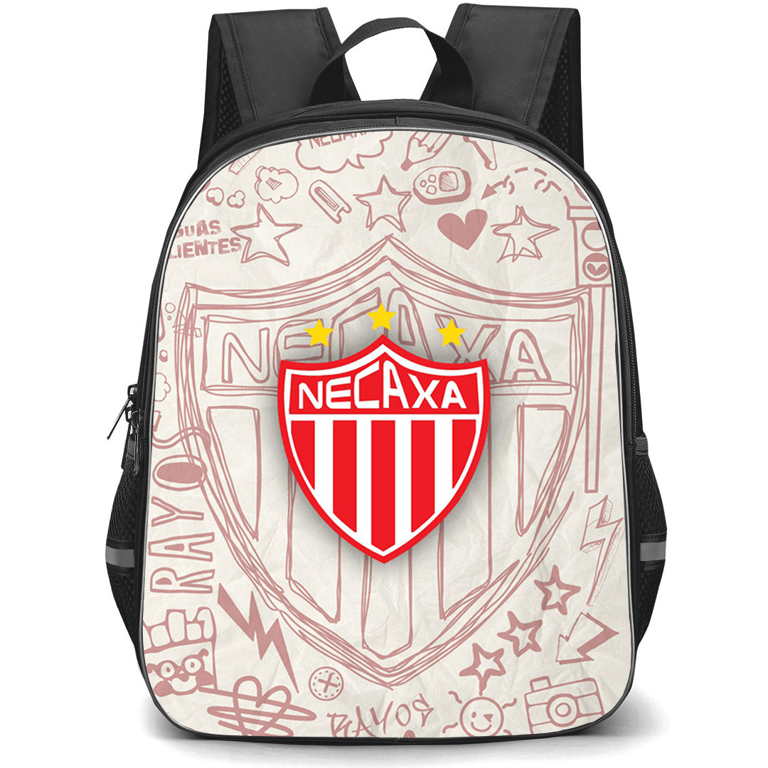 Impulsora del Deportivo Necaxa S.A. de C.V. Backpack School Bag StudentPack - Impulsora del Deportivo Necaxa S.A. de C.V. Logo with Sketch Style Background