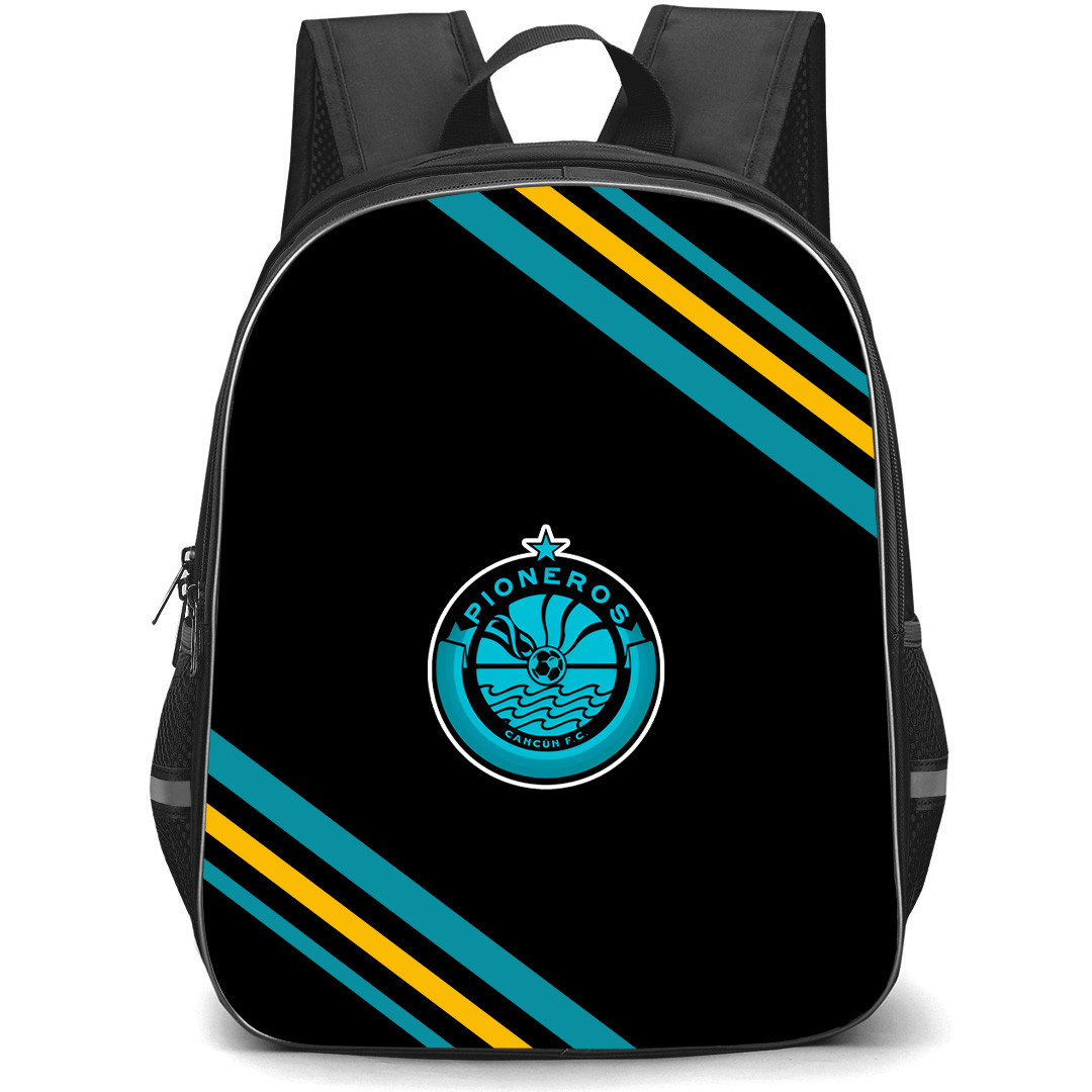 Deportivo Pioneros de Cancun Futbol Club Backpack School Bag StudentPack - Deportivo Pioneros de Cancun Futbol Club Large Logo With Stripe