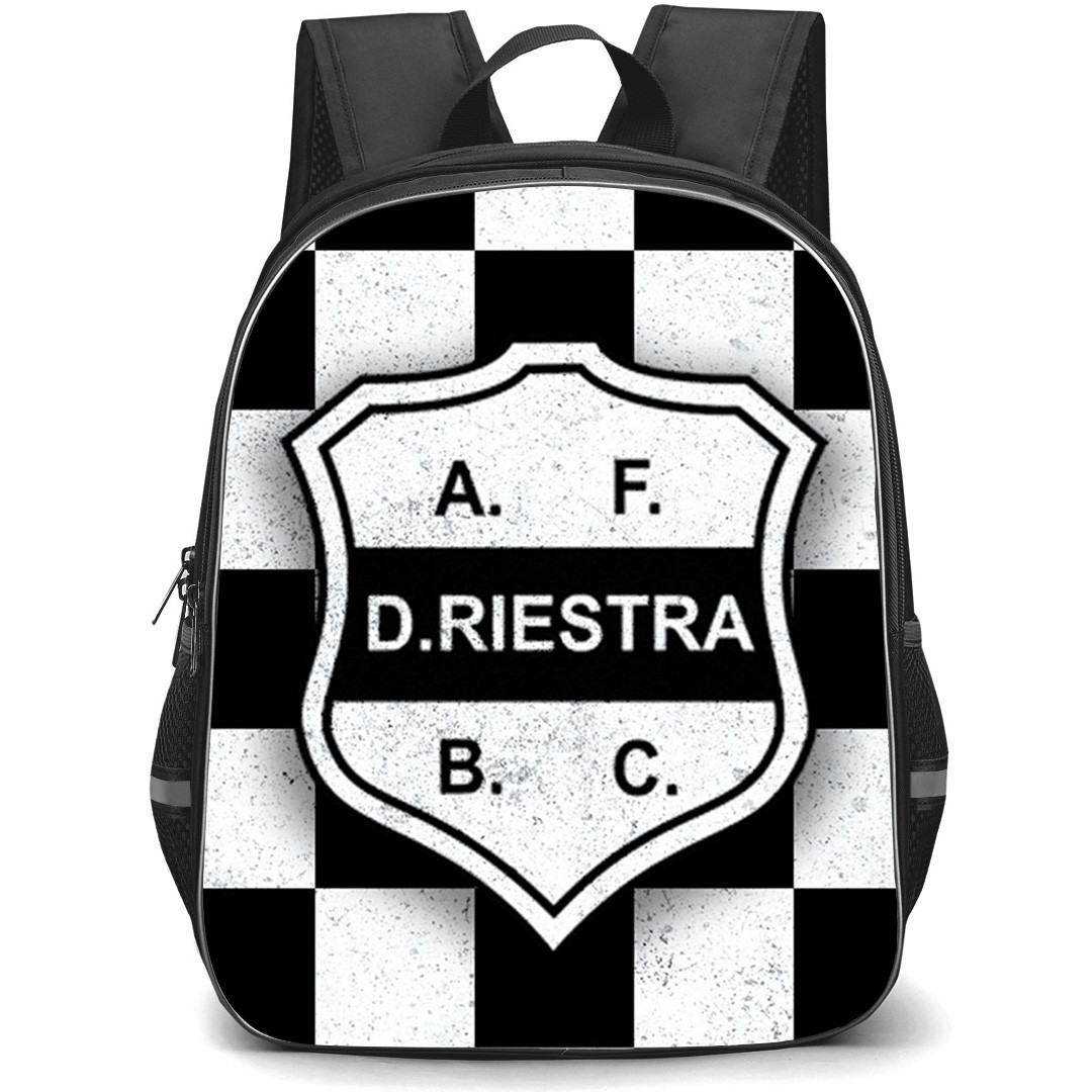 Deportivo Riestra Asociacion de Fomento Barrio Colon Backpack School Bag StudentPack - Deportivo Riestra Asociacion de Fomento Barrio Colon Logo with Black & White Check Pattern