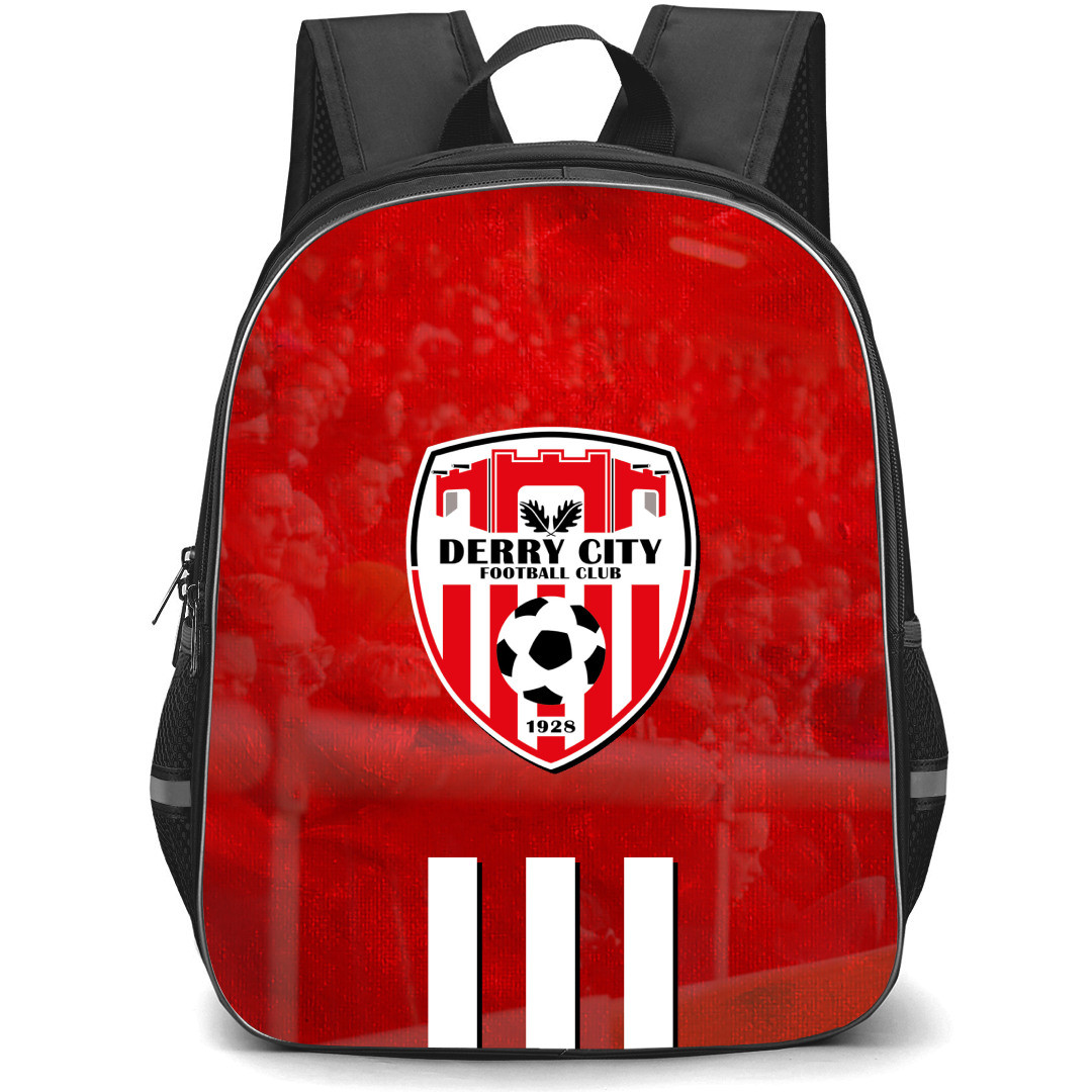 Derry City FC Backpack School Bag StudentPack - Logo In Red Grunge Background