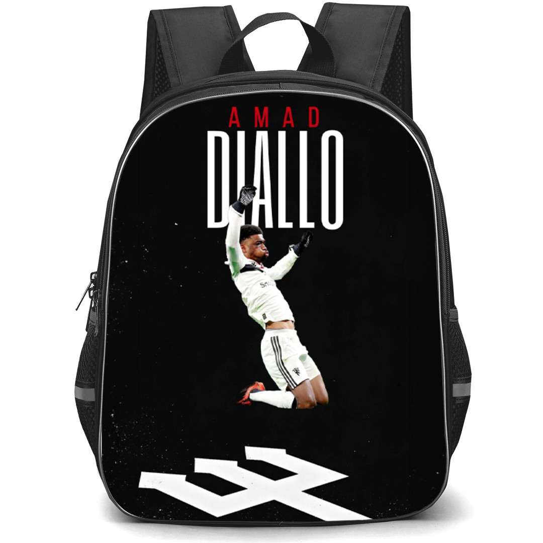 Amad Diallo Backpack StudentPack - Amad Diallo Manchester United Jumping On Black Background