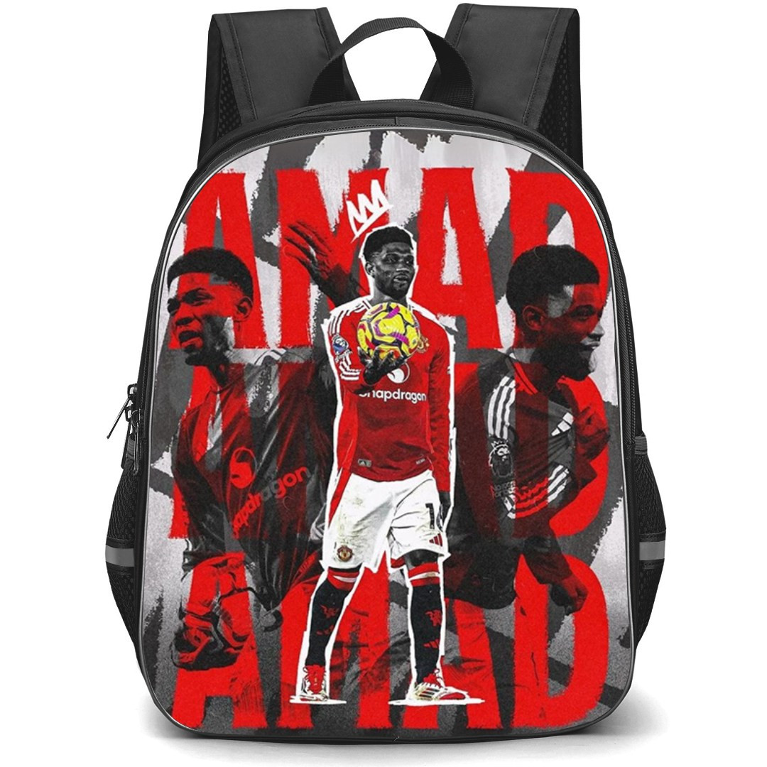 Amad Diallo Backpack StudentPack - Amad Diallo The King Holding Ball On Word Art Gray Background