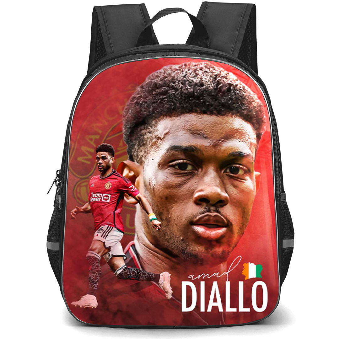 Amad Diallo Backpack StudentPack - Amad Diallo Manchester United Portrait Art On Red Background