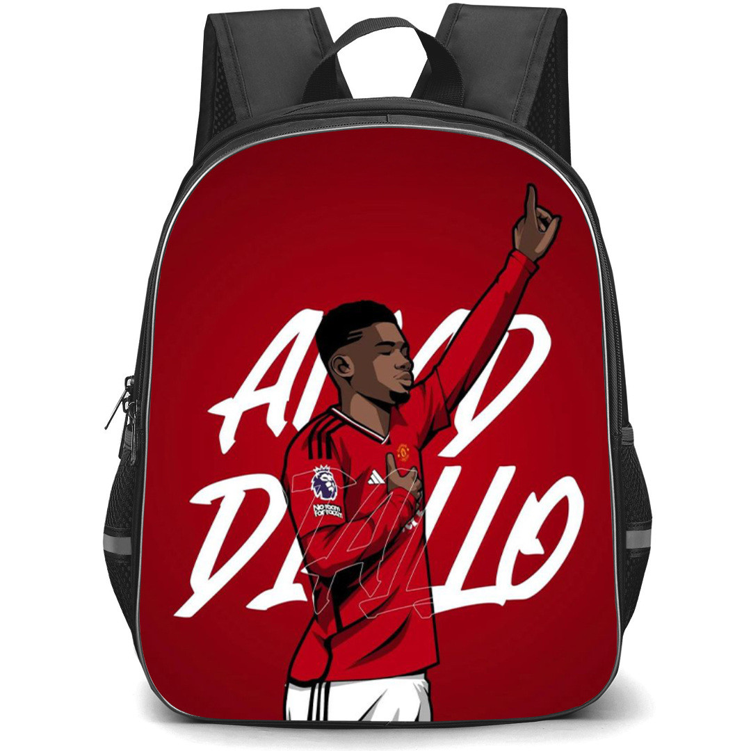Amad Diallo Backpack StudentPack - Amad Diallo Raising Hand Celebration Illustration Art On Red Background