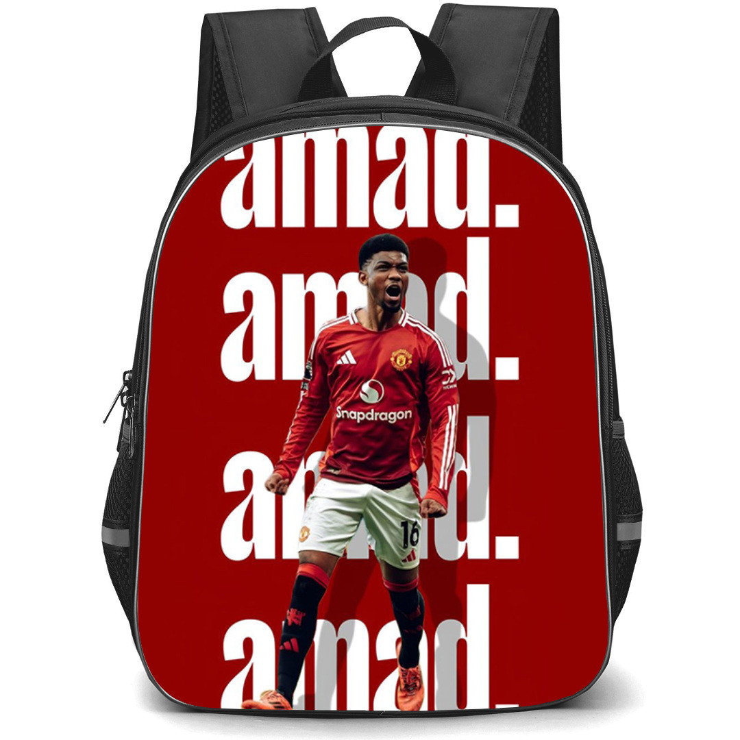 Amad Diallo Backpack StudentPack - Amad Diallo Manchester United Standing And Shouting On Word Art Red Background