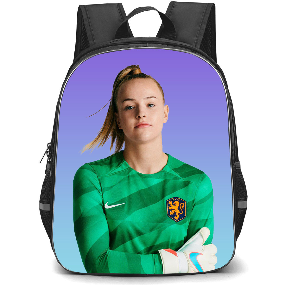 Daphne Van Domselaar Backpack StudentPack - Daphne Van Domselaar Netherlands Women's National Football Portrait On Purple Background
