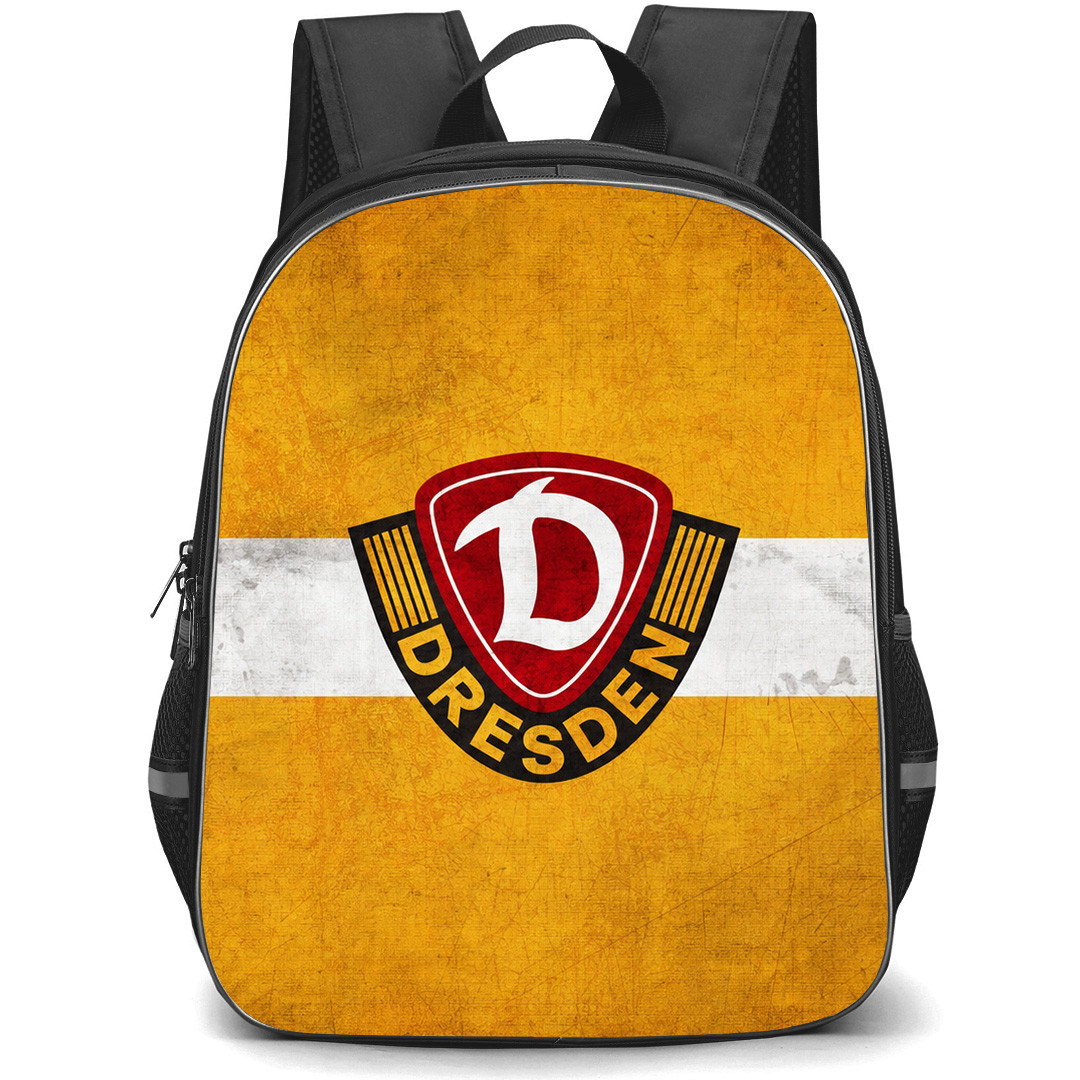 SG Dynamo Dresden Backpack School Bag StudentPack - Logo In Yellow And White Grunge Stripe Football Club