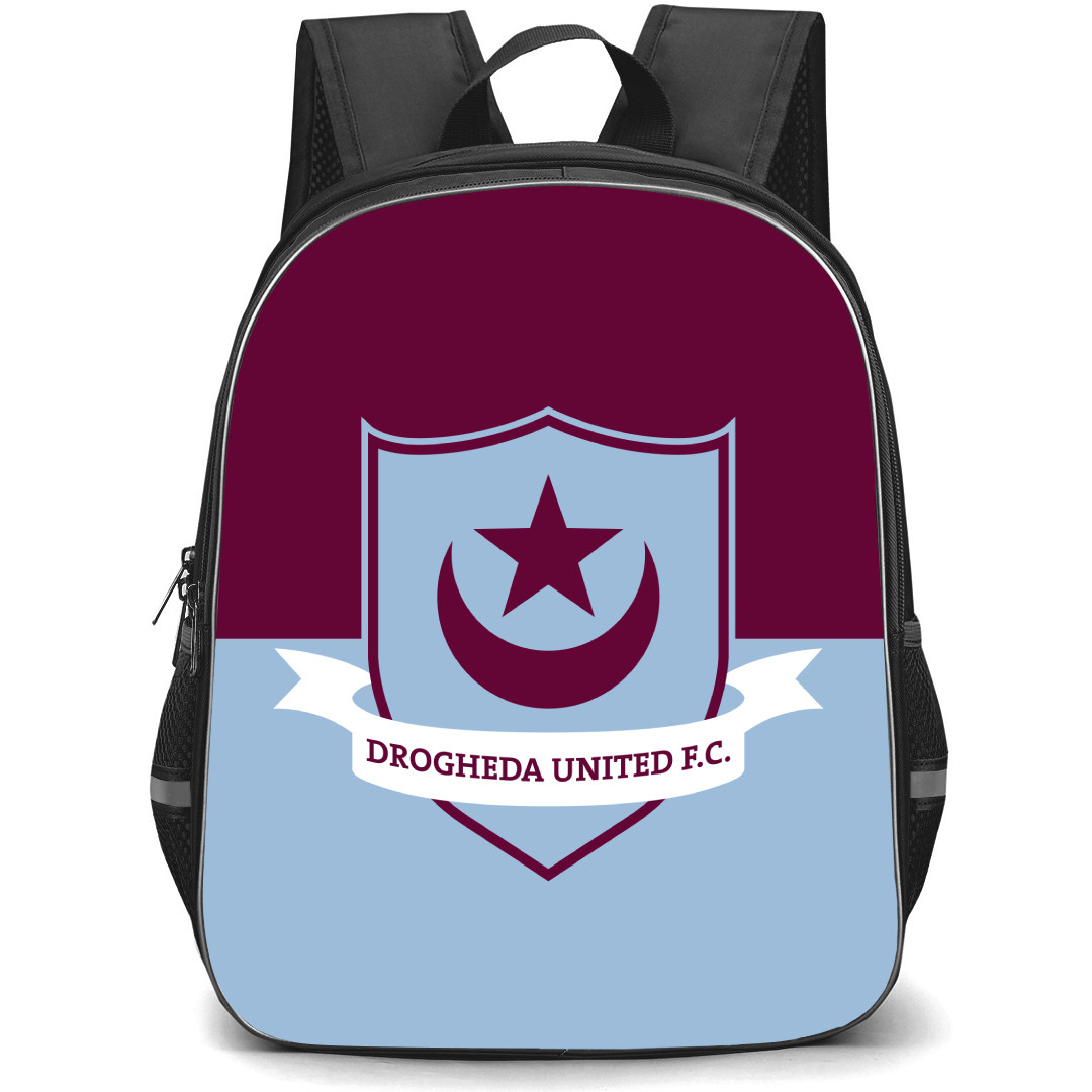 Drogheda United FC Backpack School Bag StudentPack - Logo In Blue And Violet Background