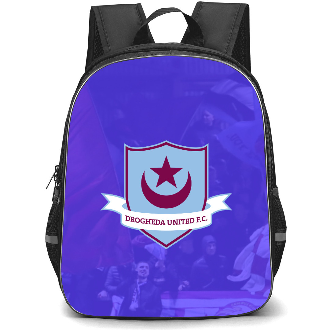 Drogheda United FC Backpack School Bag StudentPack - Logo Crown In Violet Background