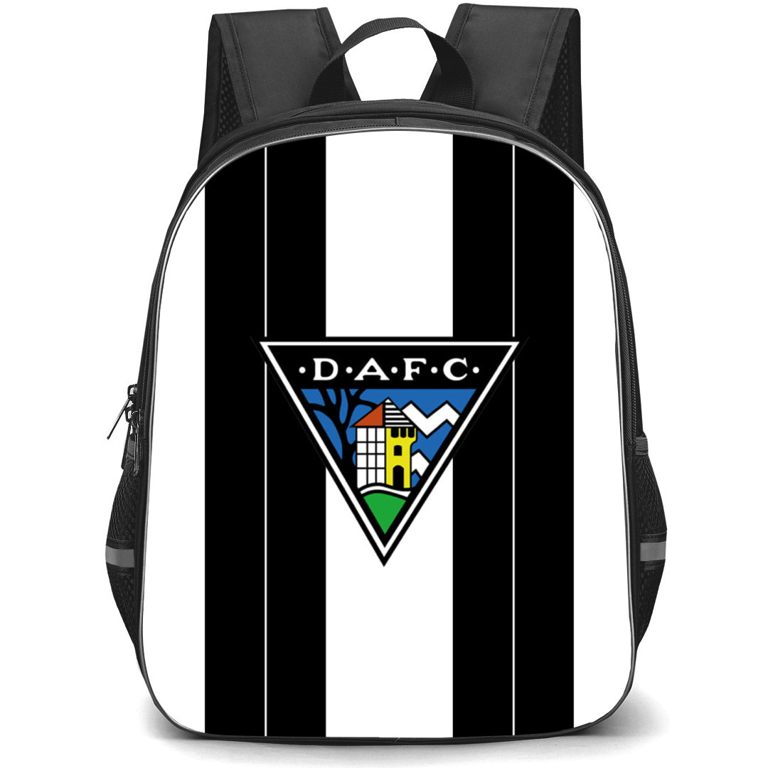 Dunfermline Athletic Backpack School Bag StudentPack - Logo In Black And White Stripe Background Football Club