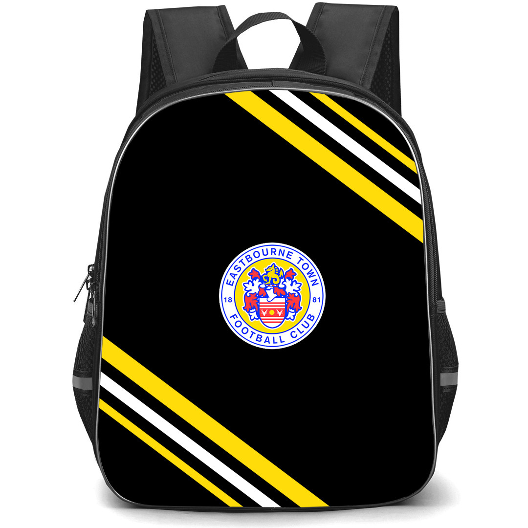 Eastbourne Town Football Club Backpack School Bag StudentPack - Eastbourne Town Football Club Large Logo With Stripe