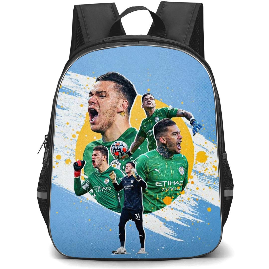 Ederson Moraes Backpack StudentPack - Ederson Moraes Manchester City F.C. Shouting Poster Art