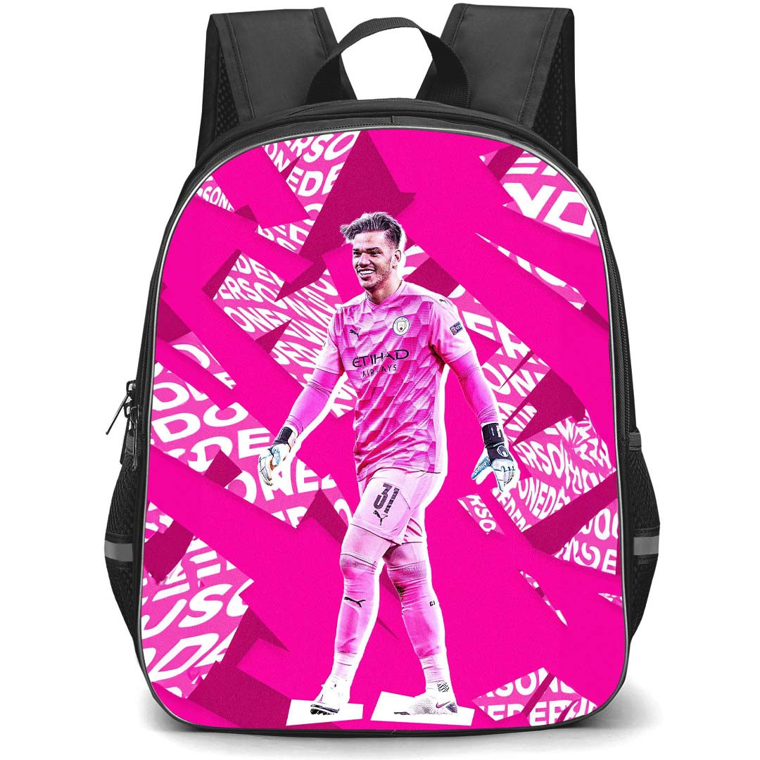 Ederson Moraes Backpack StudentPack - Ederson Moraes Manchester City F.C. Walking Pink On Graphic Art
