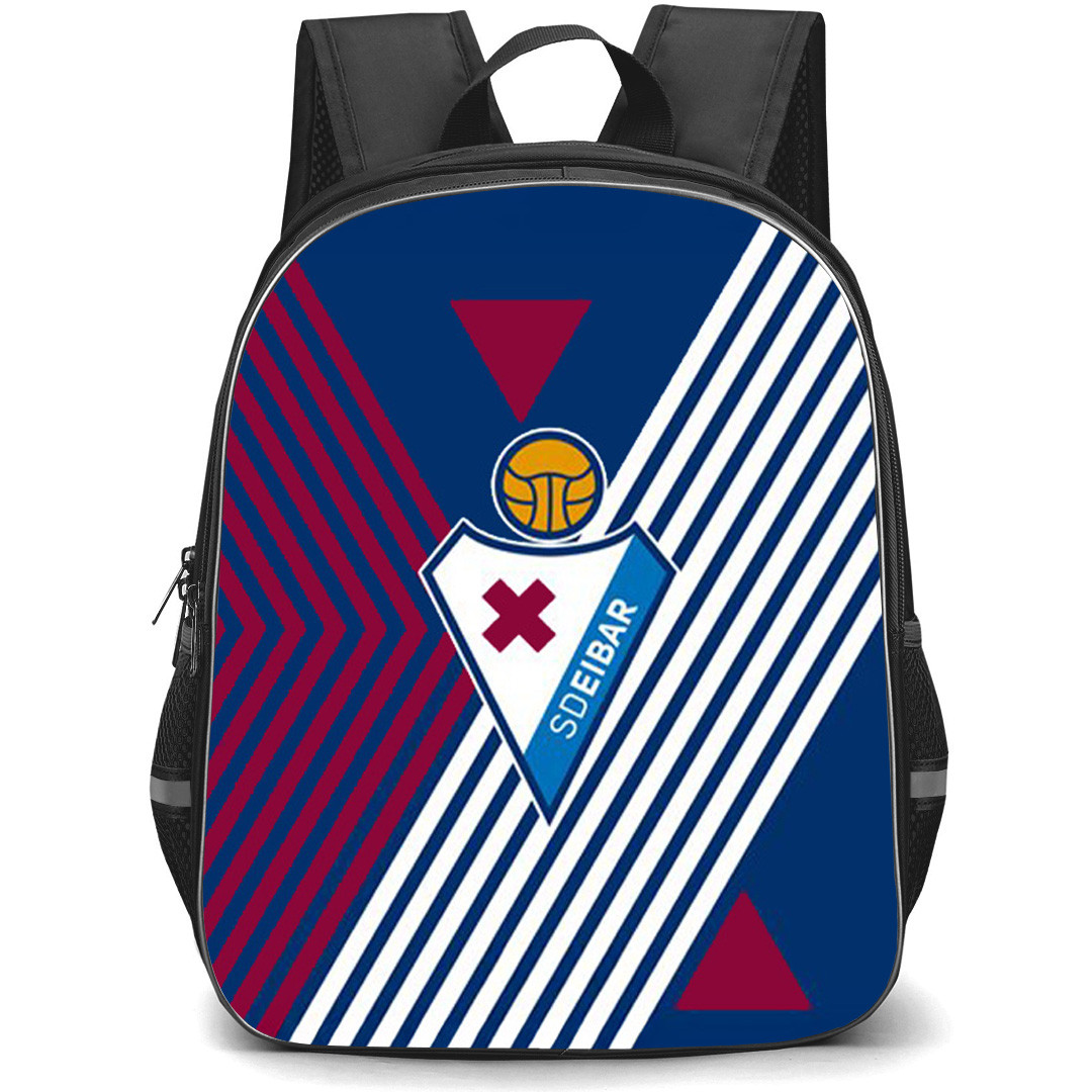 Eibar SD Backpack School Bag StudentPack - Eibar SD Logo On Abstract Background Football Club