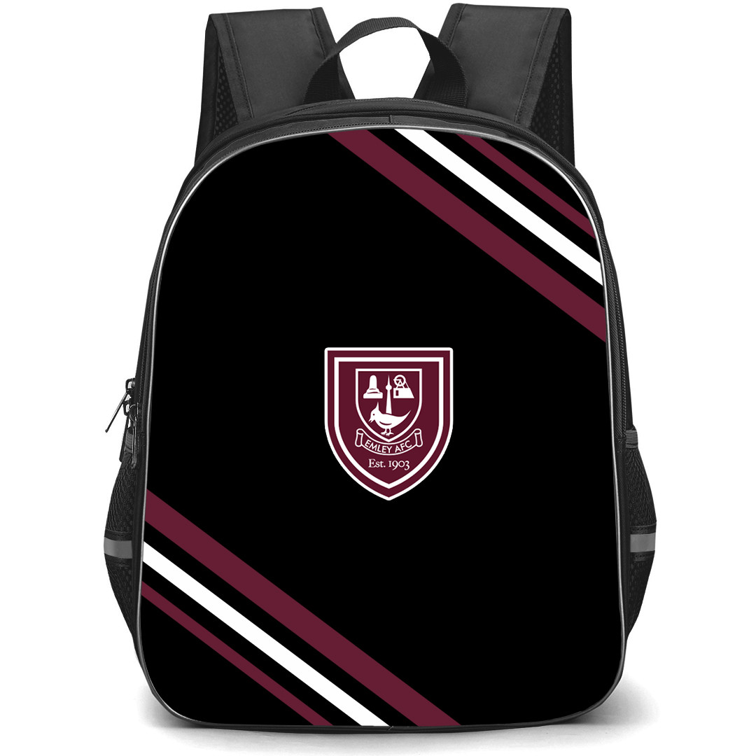 Emley Association Football Club Backpack School Bag StudentPack - Emley Association Football Club Large Logo With Stripe