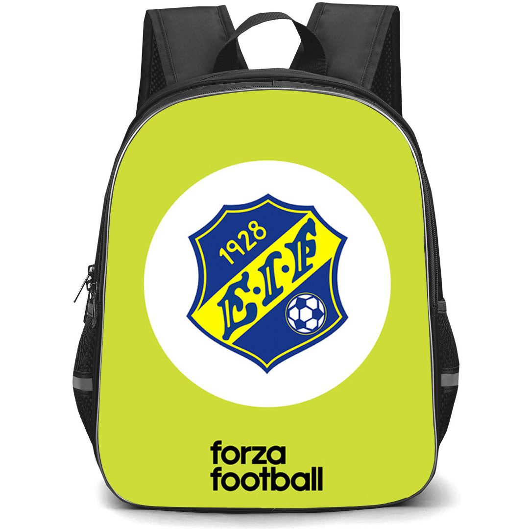 Eskilsminne IF Backpack School Bag StudentPack - Eskilsminne IF Logo On White Round Lime Green Background Football Club