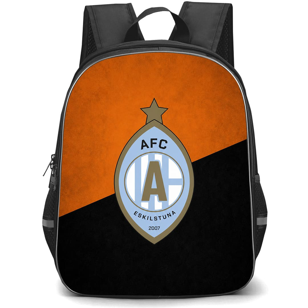 AFC Eskilstuna Backpack School Bag StudentPack - AFC Eskilstuna Logo On Orange Black Background Football Club