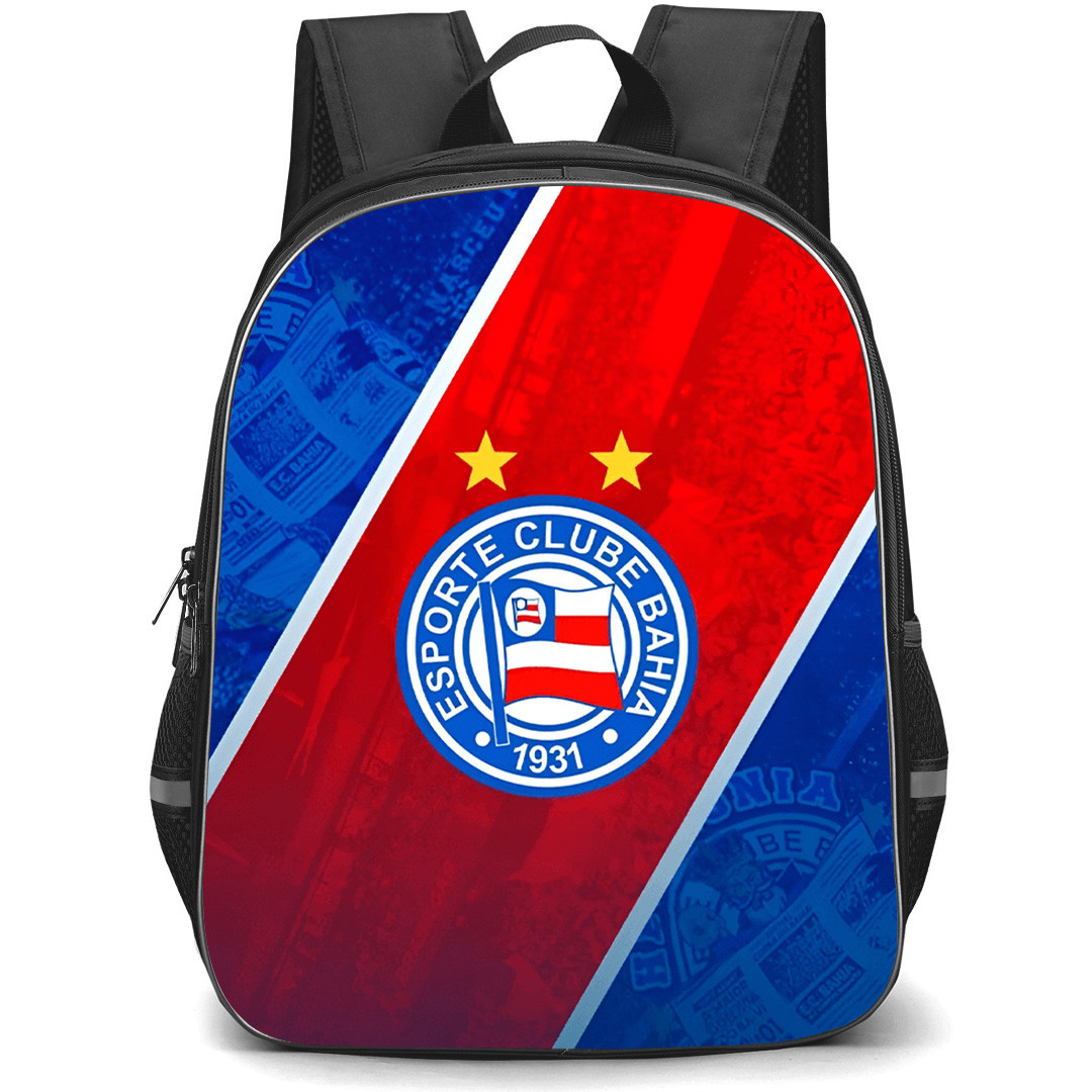 Esporte Clube Bahia Backpack School Bag StudentPack - Esporte Clube Bahia Stadium with Logo Diagonal Stripe Effect
