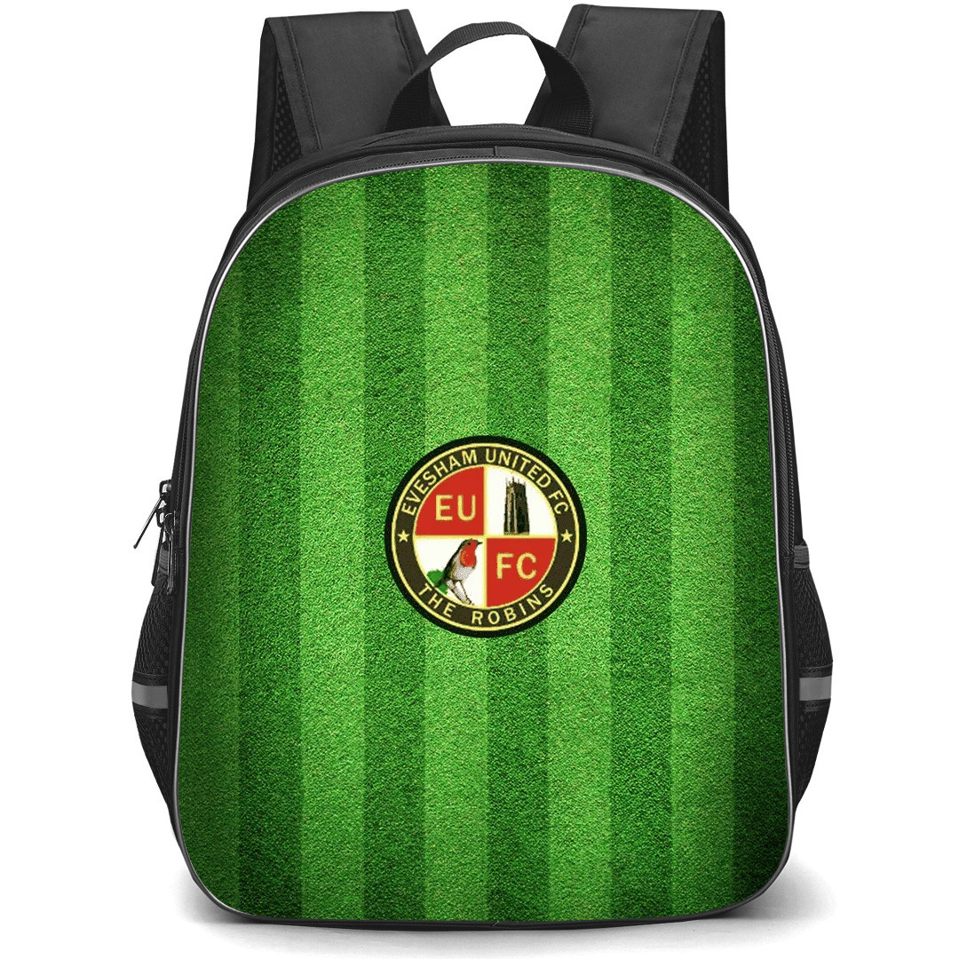 Evesham United Football Club Backpack School Bag StudentPack - Evesham United Football Club Logo with Vertical Stripe Green Effect