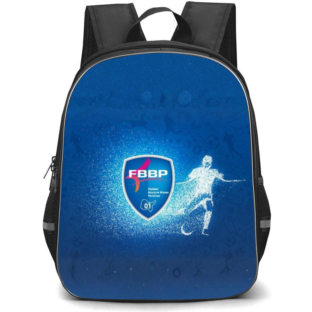 Football Bourg En Bresse Peronnas Backpack School Bag StudentPack - Logo Blue Abstract Background Football Club