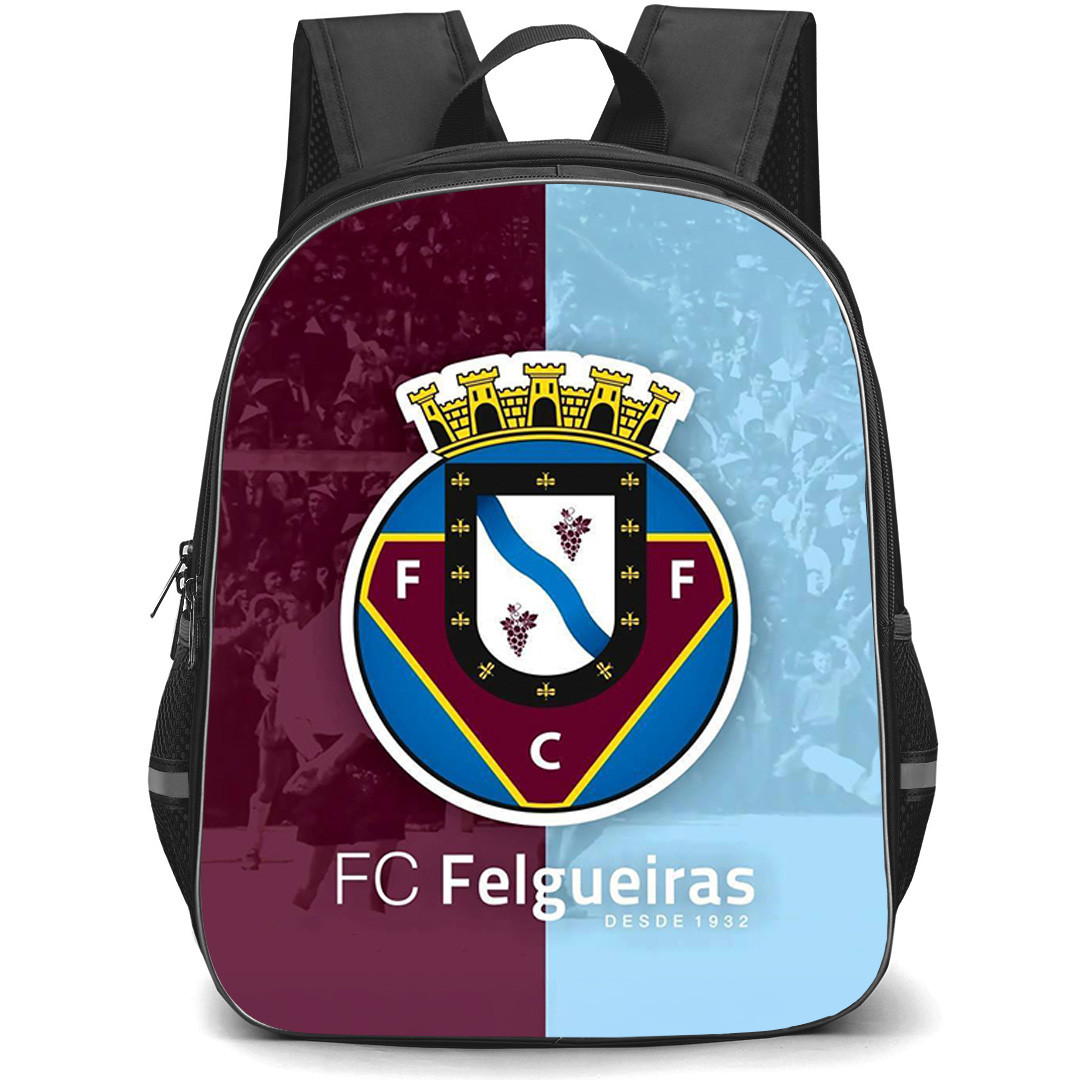 FC Felgueiras Backpack School Bag StudentPack - FC Felgueiras Club Crest On Retro Photo Background