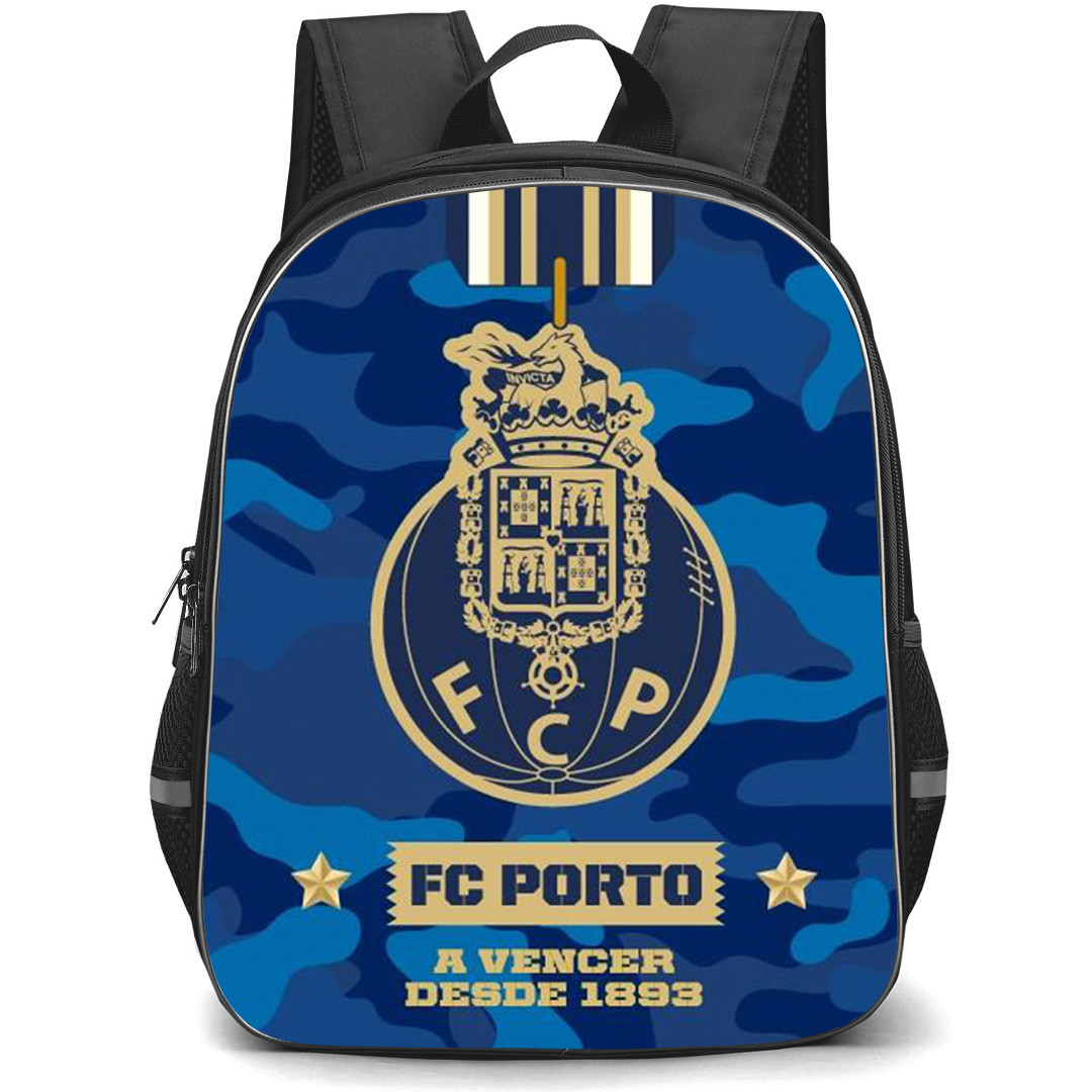FC Porto Backpack School Bag StudentPack - FC Porto Logo On Blue Camouflage Background
