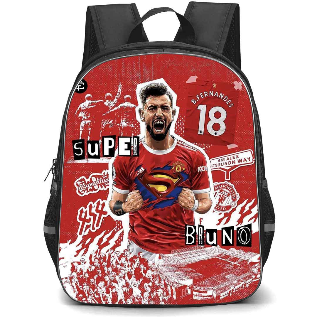 Bruno Fernandes Backpack StudentPack - Bruno Fernandes 18 Manchester United Shouting Super Bruno